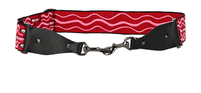 Valentino Lipstick Bag Strap, &pound;210, Accessories, Black/Pink/Red, Canvas/Leather, Front view